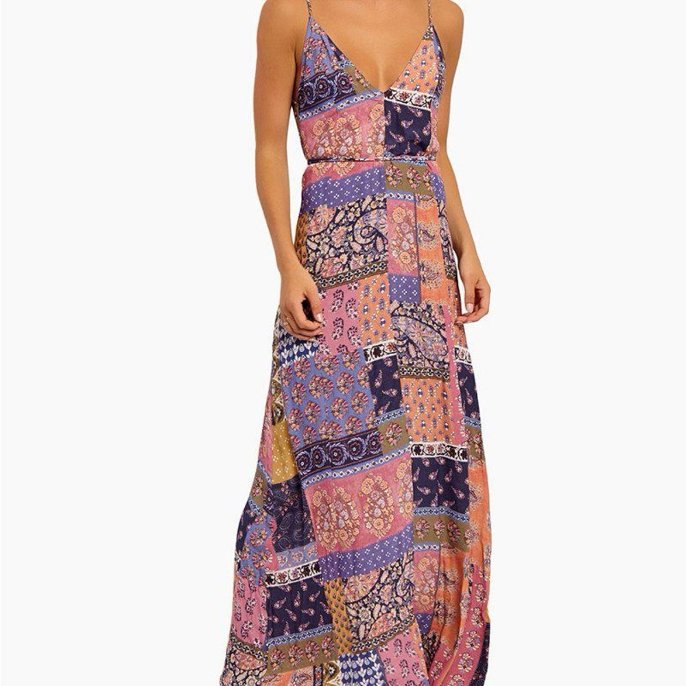 **Patchwork Multicolor Maxi Dress** - image 1